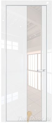 Дверь Profil Doors 19LA цвет Белый люкс стекло Lacobel Перламутровый лак цвет профиля Серебро