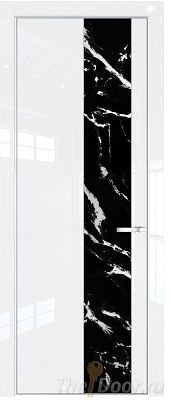 Дверь Profil Doors 19LA цвет Белый люкс стекло Нефи черный узор серебро цвет профиля Серебро