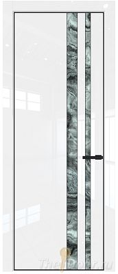 Дверь Profil Doors 20LA цвет Белый люкс стекло Атриум серебро цвет профиля Черный матовый RAL9005