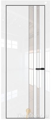 Дверь Profil Doors 20LA цвет Белый люкс стекло Lacobel Перламутровый лак цвет профиля Черный матовый RAL9005