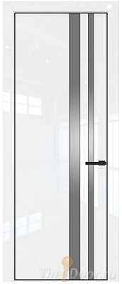 Дверь Profil Doors 20LA цвет Белый люкс стекло Lacobel Серебро Матлак цвет профиля Черный матовый RAL9005