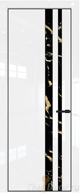 Дверь Profil Doors 20LA цвет Белый люкс стекло Нефи черный узор золото цвет профиля Черный матовый RAL9005