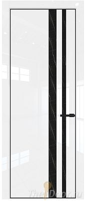 Дверь Profil Doors 20LA цвет Белый люкс стекло Неро мрамор цвет профиля Черный матовый RAL9005