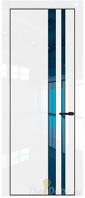 Дверь Profil Doors 20LA цвет Белый люкс стекло Зеркало Blue цвет профиля Черный матовый RAL9005