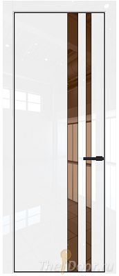 Дверь Profil Doors 20LA цвет Белый люкс стекло Зеркало Bronza цвет профиля Черный матовый RAL9005