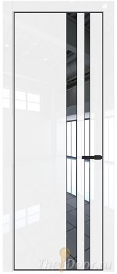 Дверь Profil Doors 20LA цвет Белый люкс стекло Зеркало цвет профиля Черный матовый RAL9005
