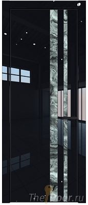 Дверь Profil Doors 20LA цвет Черный люкс стекло Атриум серебро цвет профиля Черный матовый RAL9005