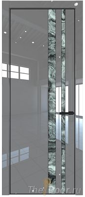 Дверь Profil Doors 20LA цвет Грей Люкс стекло Атриум серебро цвет профиля Черный матовый RAL9005