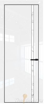 Дверь Profil Doors 21LA цвет Белый люкс стекло Нефи белый узор серебро цвет профиля Черный матовый RAL9005