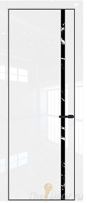 Дверь Profil Doors 21LA цвет Белый люкс стекло Нефи черный узор серебро цвет профиля Черный матовый RAL9005