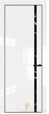 Дверь Profil Doors 21LA цвет Белый люкс стекло Нефи черный узор золото цвет профиля Черный матовый RAL9005