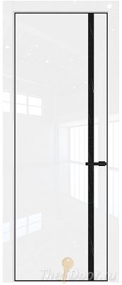 Дверь Profil Doors 21LA цвет Белый люкс стекло Неро мрамор цвет профиля Черный матовый RAL9005