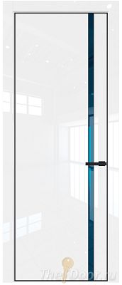 Дверь Profil Doors 21LA цвет Белый люкс стекло Зеркало Blue цвет профиля Черный матовый RAL9005