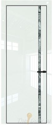 Дверь Profil Doors 21LA цвет ДаркВайт Люкс стекло Атриум серебро цвет профиля Черный матовый RAL9005