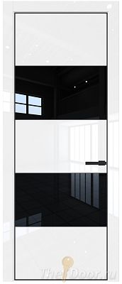 Дверь Profil Doors 22LA цвет Белый люкс стекло Lacobel Черный лак цвет профиля Черный матовый RAL9005