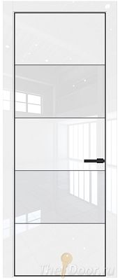 Дверь Profil Doors 22LA цвет Белый люкс стекло Lacobel лак Классик цвет профиля Черный матовый RAL9005