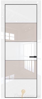 Дверь Profil Doors 22LA цвет Белый люкс стекло Lacobel Перламутровый лак цвет профиля Черный матовый RAL9005