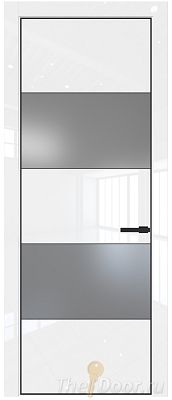Дверь Profil Doors 22LA цвет Белый люкс стекло Lacobel Серебро Матлак цвет профиля Черный матовый RAL9005