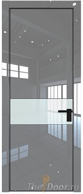 Дверь Profil Doors 17LE цвет Грей Люкс кромка Черный матовый RAL9005 стекло Lacobel Белый лак