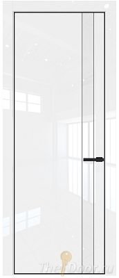 Дверь Profil Doors 18LE цвет Белый люкс кромка Черный матовый RAL9005 стекло Lacobel лак Классик