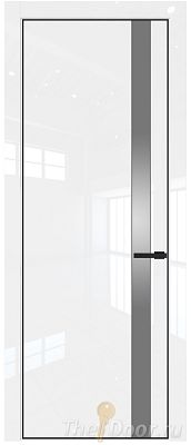 Дверь Profil Doors 18LE цвет Белый люкс кромка Черный матовый RAL9005 стекло Lacobel Серебро Матлак