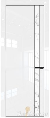 Дверь Profil Doors 18LE цвет Белый люкс кромка Черный матовый RAL9005 стекло Нефи белый узор серебро