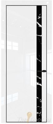 Дверь Profil Doors 18LE цвет Белый люкс кромка Черный матовый RAL9005 стекло Нефи черный узор серебро