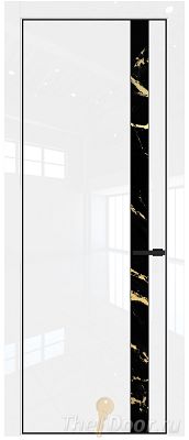 Дверь Profil Doors 18LE цвет Белый люкс кромка Черный матовый RAL9005 стекло Нефи черный узор золото
