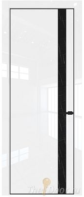 Дверь Profil Doors 18LE цвет Белый люкс кромка Черный матовый RAL9005 стекло Неро мрамор