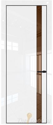Дверь Profil Doors 18LE цвет Белый люкс кромка Черный матовый RAL9005 стекло Зеркало Bronza