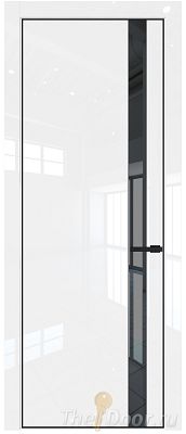 Дверь Profil Doors 18LE цвет Белый люкс кромка Черный матовый RAL9005 стекло Зеркало Grey
