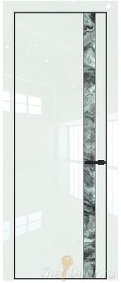 Дверь Profil Doors 18LE цвет ДаркВайт Люкс кромка Черный матовый RAL9005 стекло Атриум серебро