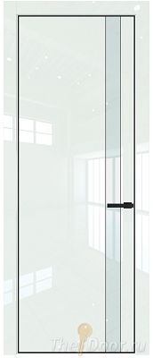 Дверь Profil Doors 18LE цвет ДаркВайт Люкс кромка Черный матовый RAL9005 стекло Lacobel Белый лак
