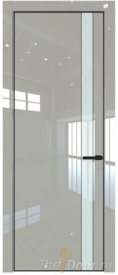 Дверь Profil Doors 18LE цвет Галька люкс кромка Черный матовый RAL9005 стекло Lacobel Белый лак