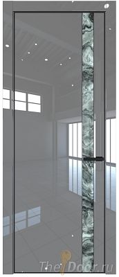 Дверь Profil Doors 18LE цвет Грей Люкс кромка Черный матовый RAL9005 стекло Атриум серебро