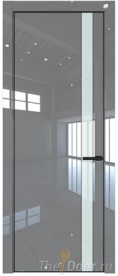 Дверь Profil Doors 18LE цвет Грей Люкс кромка Черный матовый RAL9005 стекло Lacobel Белый лак