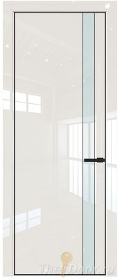 Дверь Profil Doors 18LE цвет Магнолия люкс кромка Черный матовый RAL9005 стекло Lacobel Белый лак