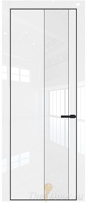 Дверь Profil Doors 19LE цвет Белый люкс кромка Черный матовый RAL9005 стекло Lacobel лак Классик