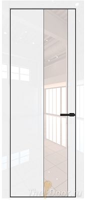 Дверь Profil Doors 19LE цвет Белый люкс кромка Черный матовый RAL9005 стекло Lacobel Перламутровый лак
