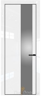 Дверь Profil Doors 19LE цвет Белый люкс кромка Черный матовый RAL9005 стекло Lacobel Серебро Матлак
