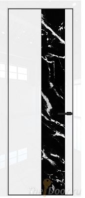Дверь Profil Doors 19LE цвет Белый люкс кромка Черный матовый RAL9005 стекло Нефи черный узор серебро