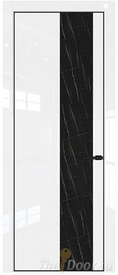 Дверь Profil Doors 19LE цвет Белый люкс кромка Черный матовый RAL9005 стекло Неро мрамор