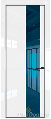 Дверь Profil Doors 19LE цвет Белый люкс кромка Черный матовый RAL9005 стекло Зеркало Blue