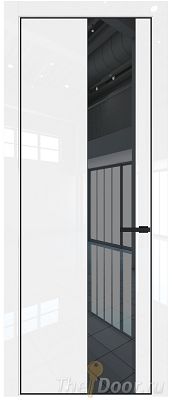 Дверь Profil Doors 19LE цвет Белый люкс кромка Черный матовый RAL9005 стекло Зеркало Grey