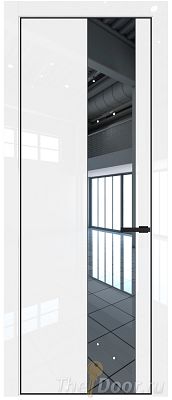 Дверь Profil Doors 19LE цвет Белый люкс кромка Черный матовый RAL9005 стекло Зеркало