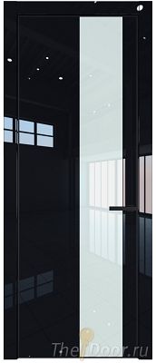Дверь Profil Doors 19LE цвет Черный люкс кромка Черный матовый RAL9005 стекло Lacobel Белый лак