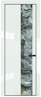 Дверь Profil Doors 19LE цвет ДаркВайт Люкс кромка Черный матовый RAL9005 стекло Атриум серебро