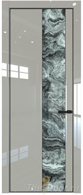 Дверь Profil Doors 19LE цвет Галька люкс кромка Черный матовый RAL9005 стекло Атриум серебро