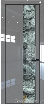 Дверь Profil Doors 19LE цвет Грей Люкс кромка Черный матовый RAL9005 стекло Атриум серебро