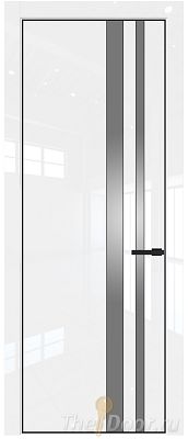 Дверь Profil Doors 20LE цвет Белый люкс кромка Черный матовый RAL9005 стекло Lacobel Серебро Матлак